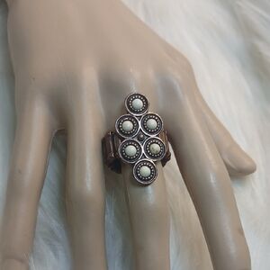 Paparazzi Cream and Copper Cluster Ring Strech